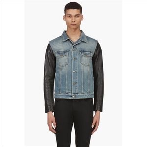 Saint Laurent Leather Sleeve Denim Jacket SAMPLE